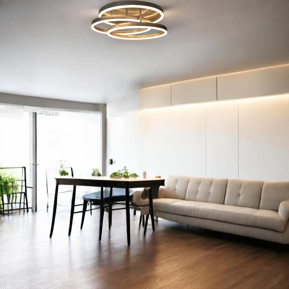 Moderne LED Dekenleuchte Alwa silber D50cm