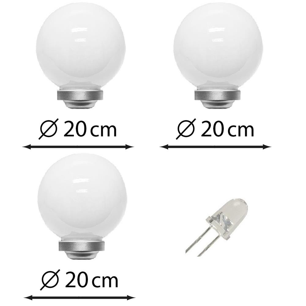 Solar-Kugel-Dekoleuchte OLA 20cm 3er Set