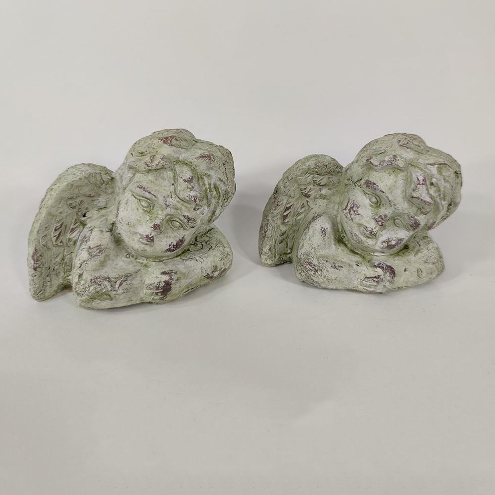 2 x Engel aus Keramik Garten-Deko-Figur, Außenkeramik, Grabschmuck