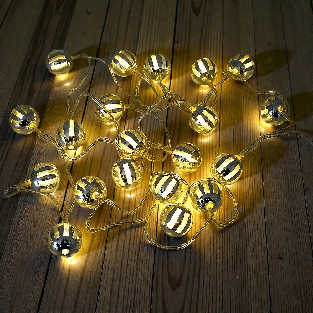 LED Lichterkette Glanzkugeln 20 flammig batteriebetrieben Dekoleuchte