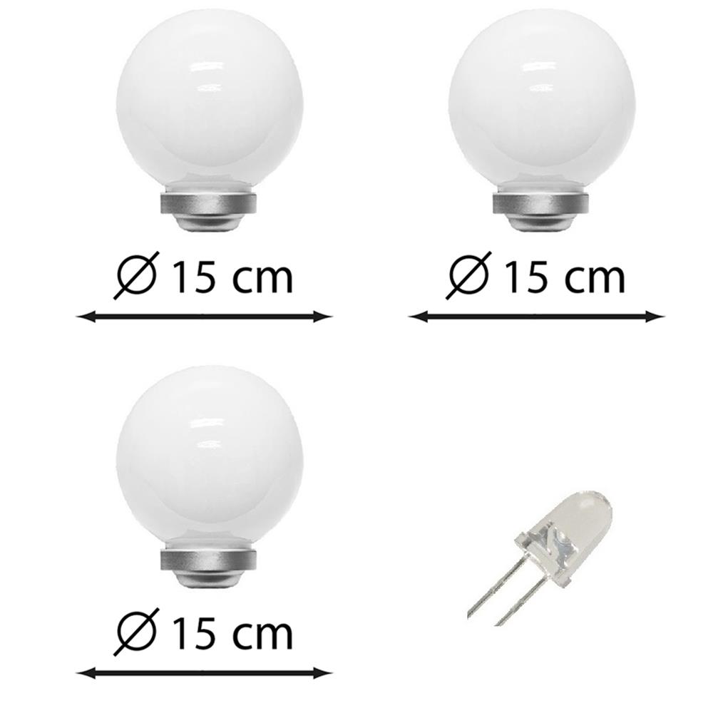 3x LED-Solar-Garten-Außen-Kugel-Leuchte OLA D: 15cm Gartenkugel mit Erdspieß 