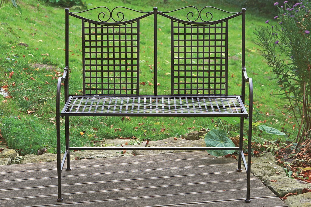 Gartenbank Bank MINA aus Metall antikbraun Nostalgiebank