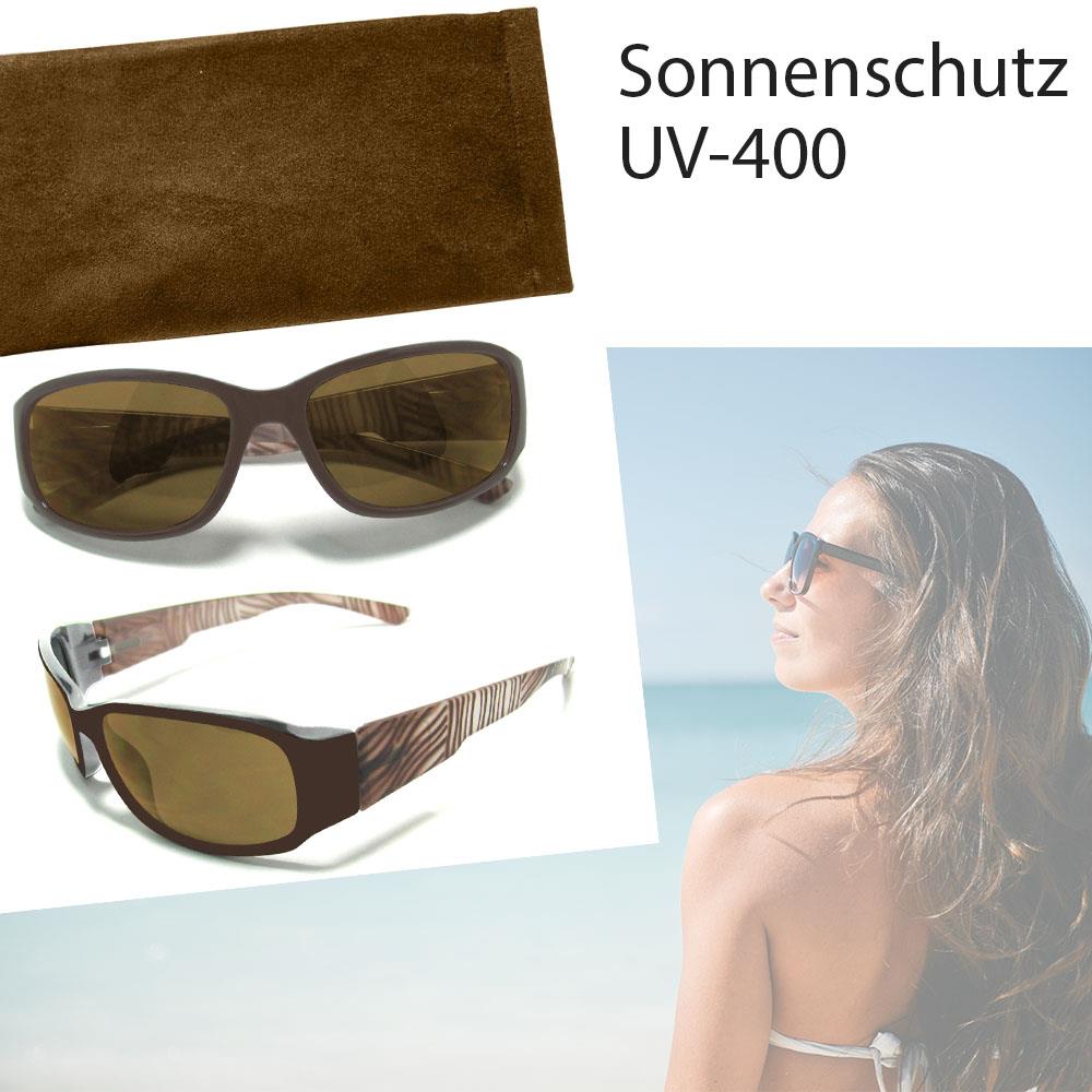 Damen-Sonnenbrille, Sonnen-Schutz mit UV-400-Schutz, Etui im passenden Design, Strand-Brille