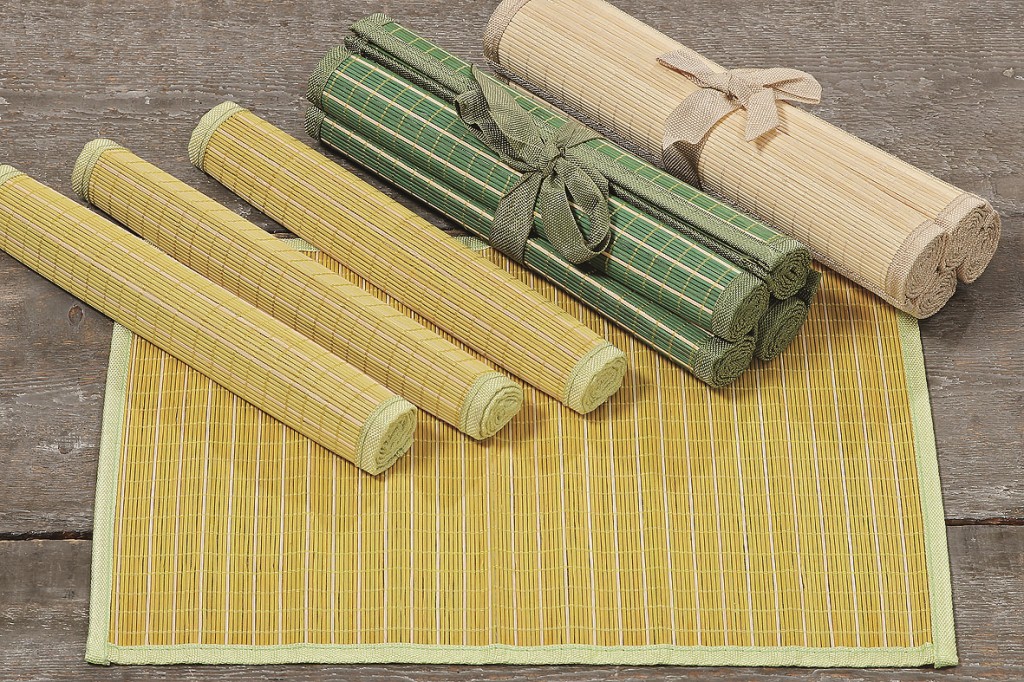 Dekorative Tisch Platz-Set Bamboo 4 teilig Farbe gelb Platzset