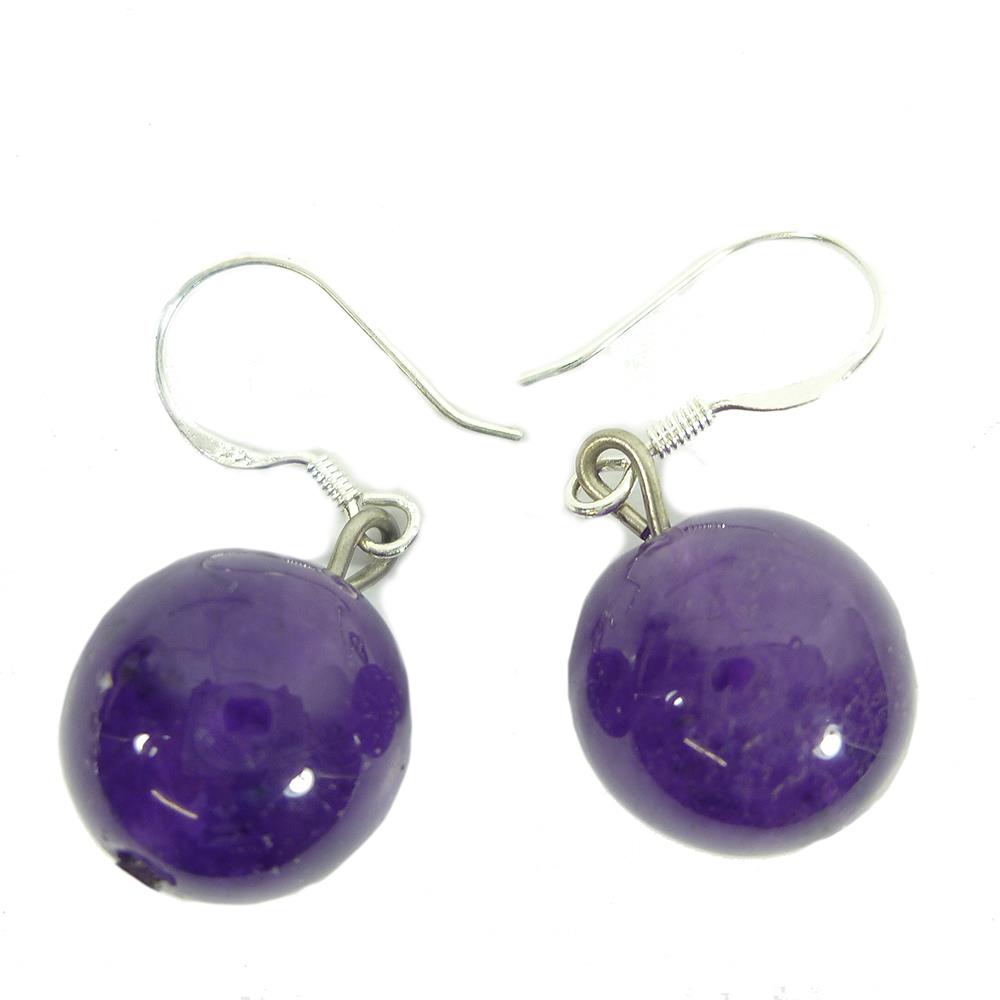 Wunderschöne modische Ohrhänger mit Kugeln aus Amethyst-Edelsteinen Ohrschmuck