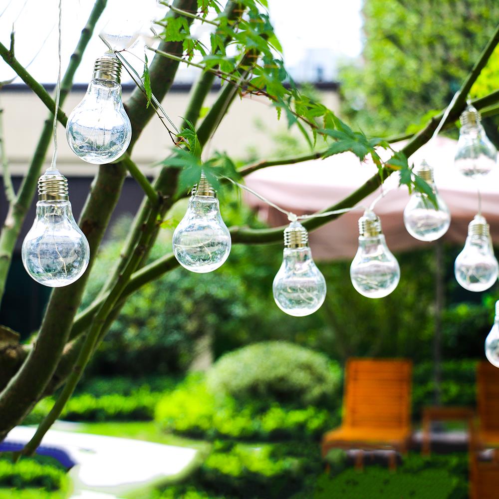 Solar Lichterkette Glühbirne 10er warmweiß