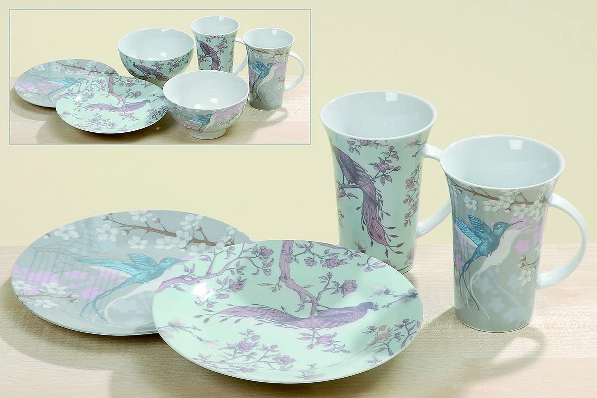 Wunderschön verzierter Dessertteller Mayumi Pfau im 2er Set Kuchenteller