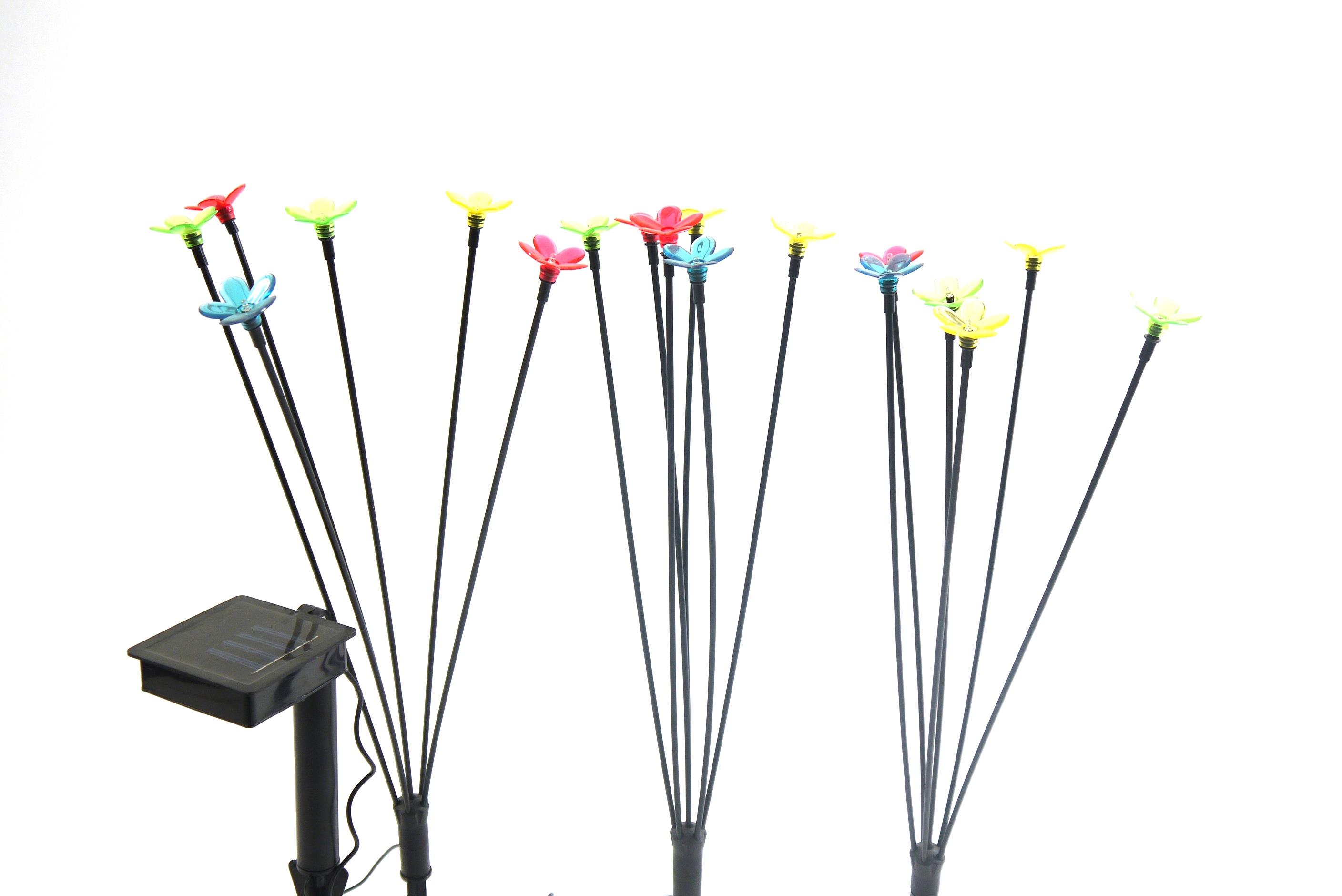 LED Solar Stick Flower  "bunt" 18 flammig