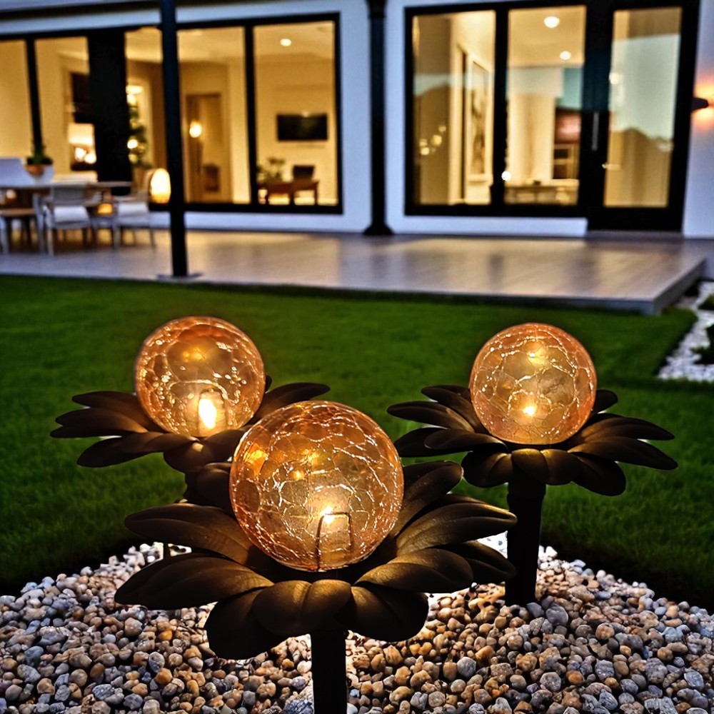 LED-Solar-Deko-Leuchte FLORA mit Spieß als 3er Set