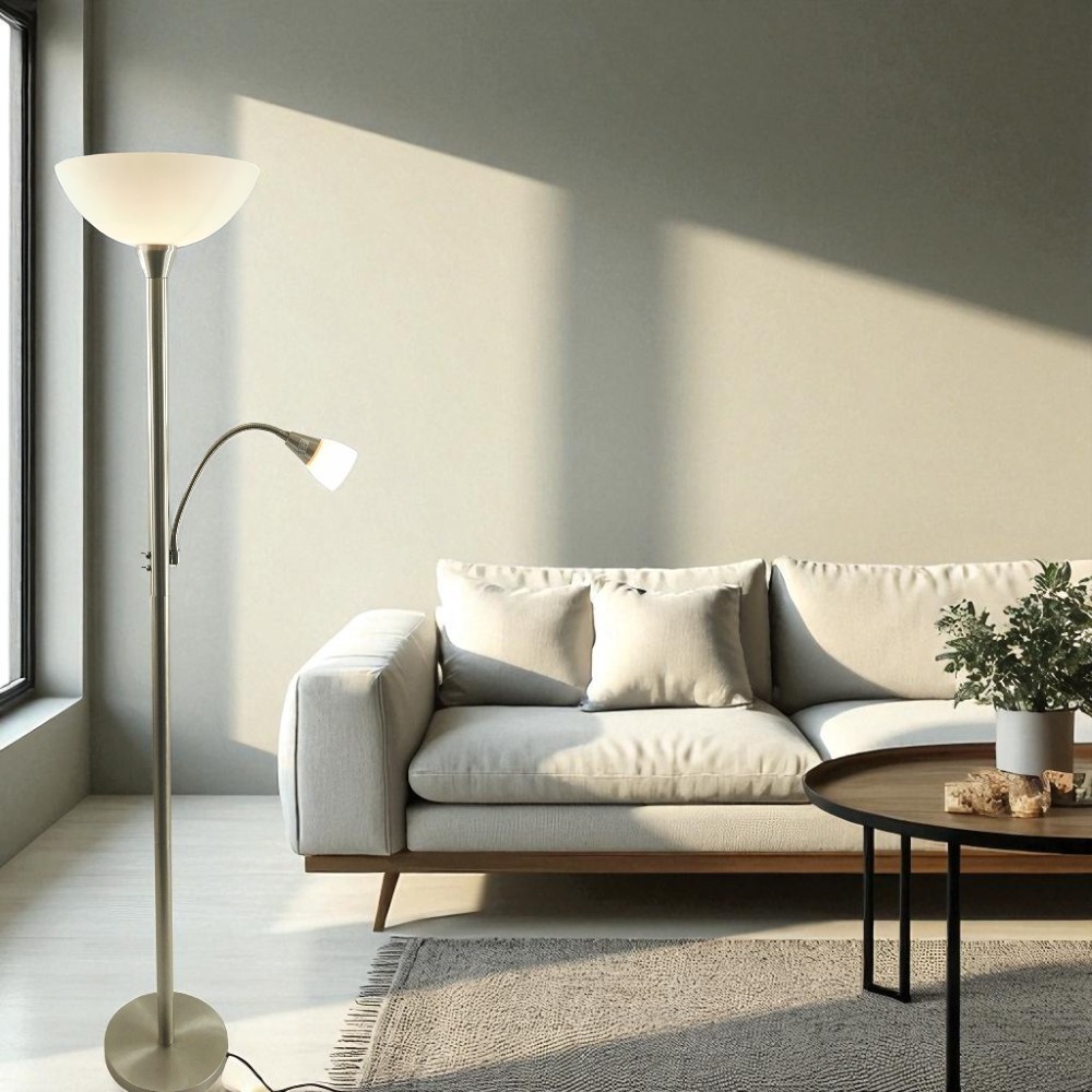 LED Stehleuchte Mattis nickel mit Lesearm