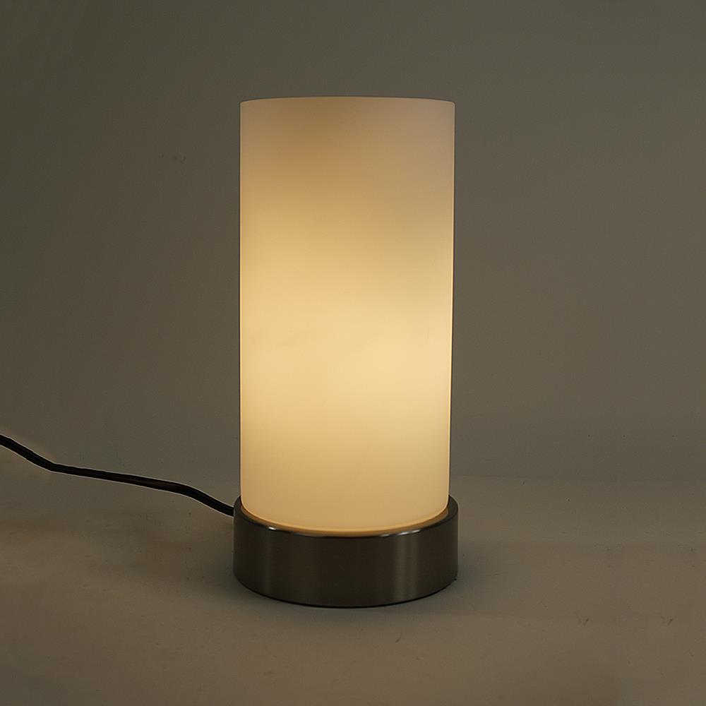 Glas-Tisch-Leuchte-Lampe MATS Metall Nickel
