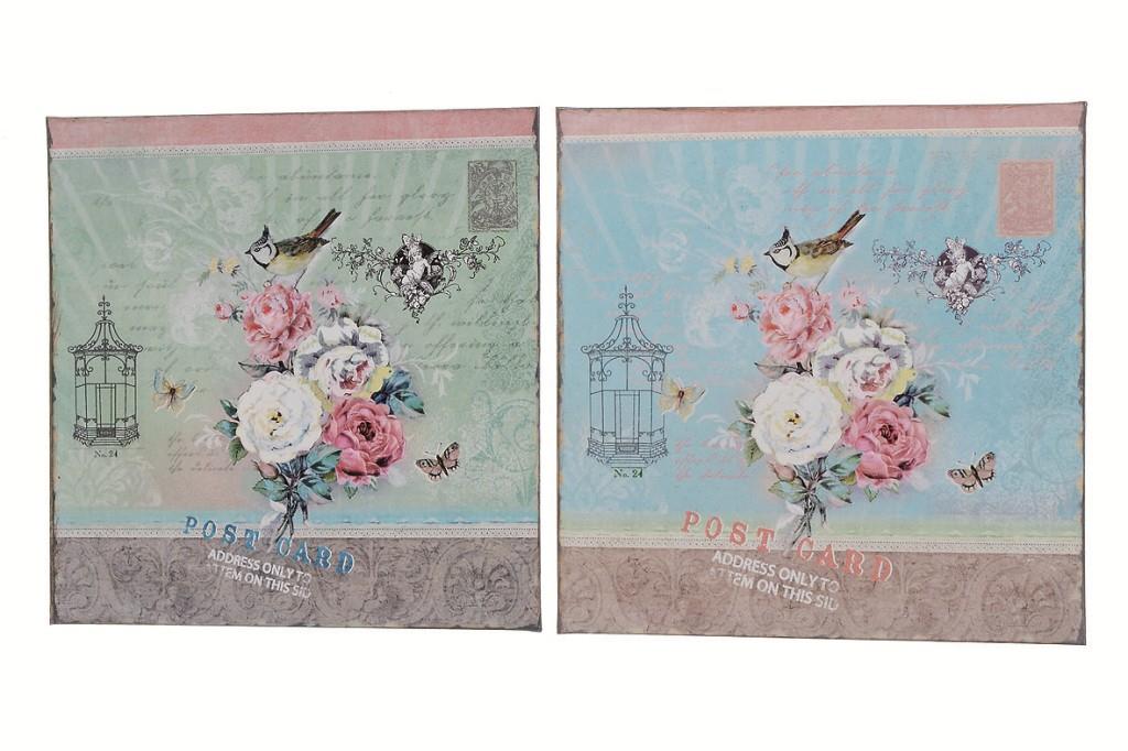 2 x Vintage Style Retro-Look Wandbilder Schilder Rosen Camille 