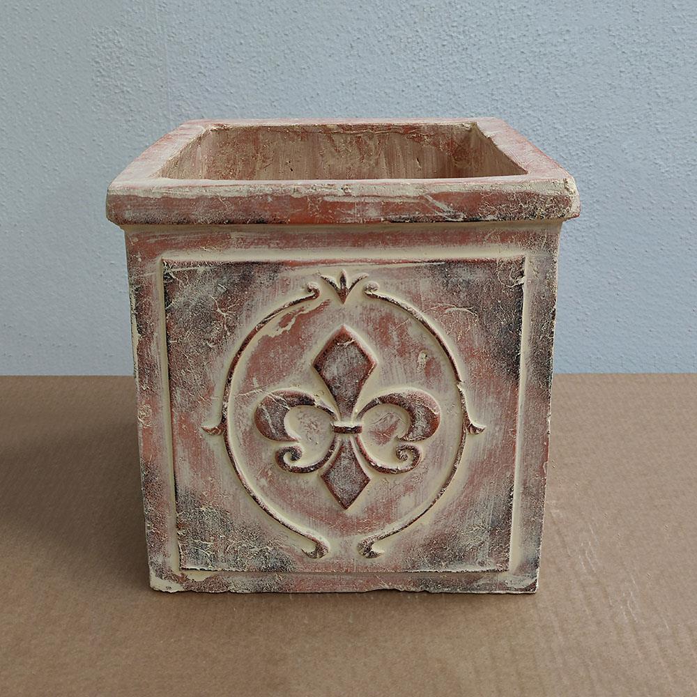 Blumen-Übertopf mediterranes Design orange aus Keramik Blumen-Übertopf mediterranes Design orange aus Keramik