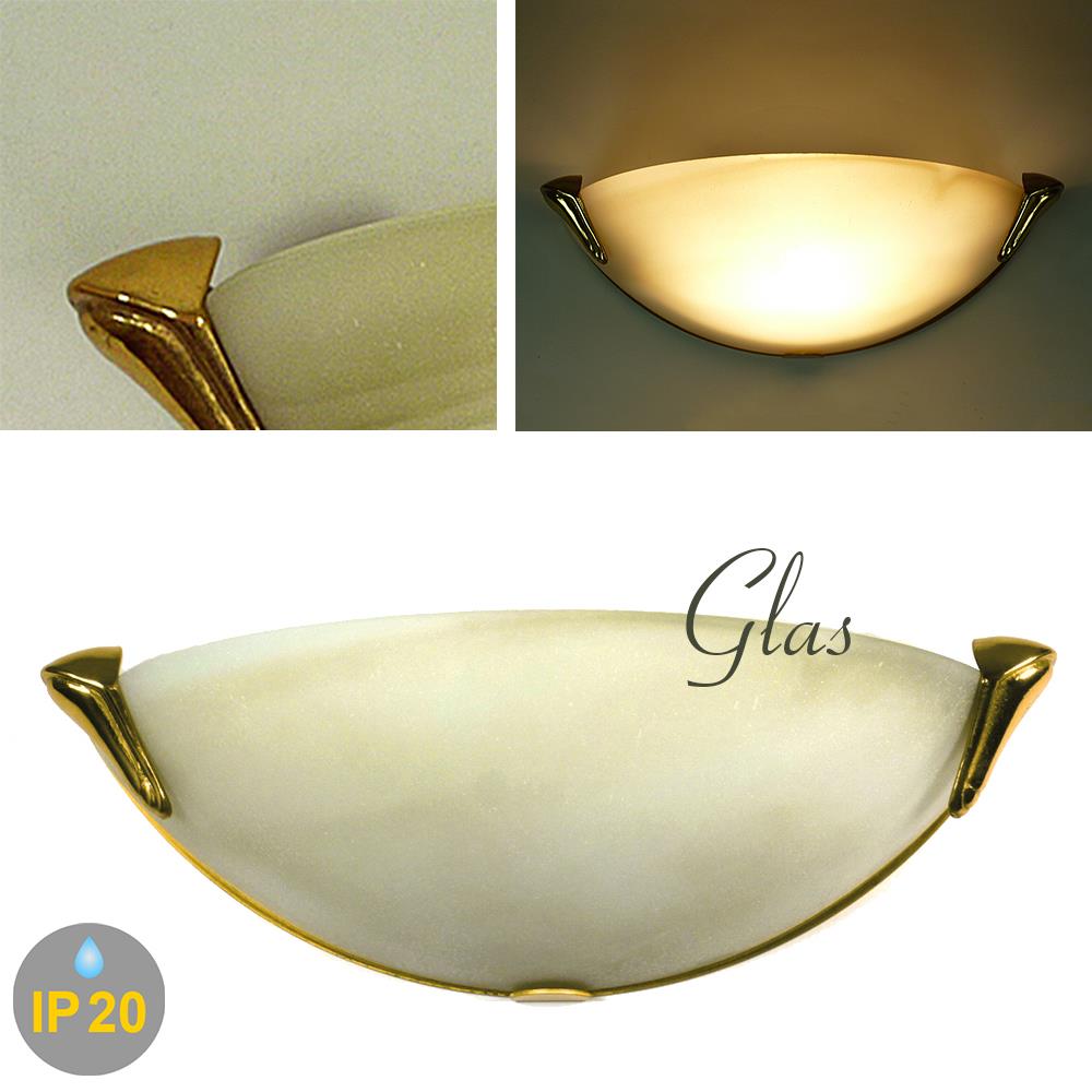 Wandleuchte Style messing Glas creme