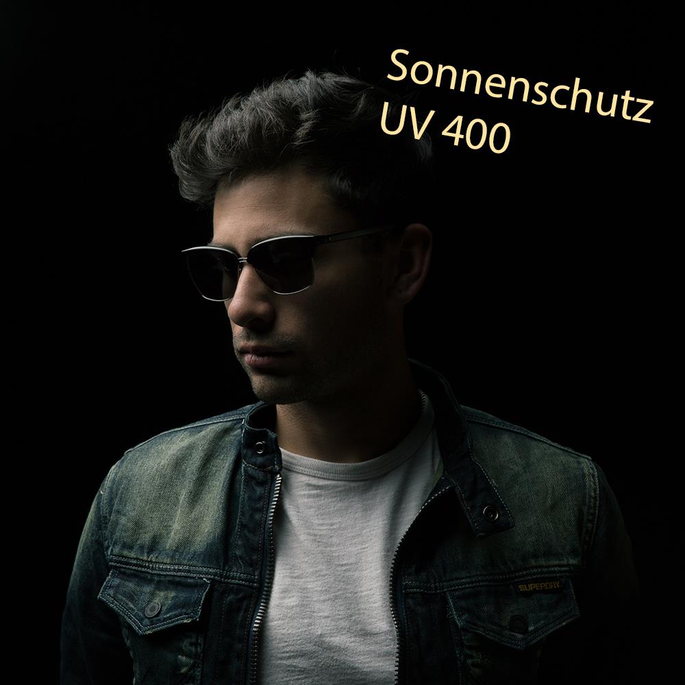 Hochwertige Herren-Sonnenbrille UV400 Schutz mit Etui Strand-Brille