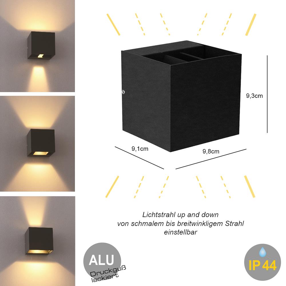 LED Außenwandleuchte LIMA up- & down, Lichtkegel einstellbar