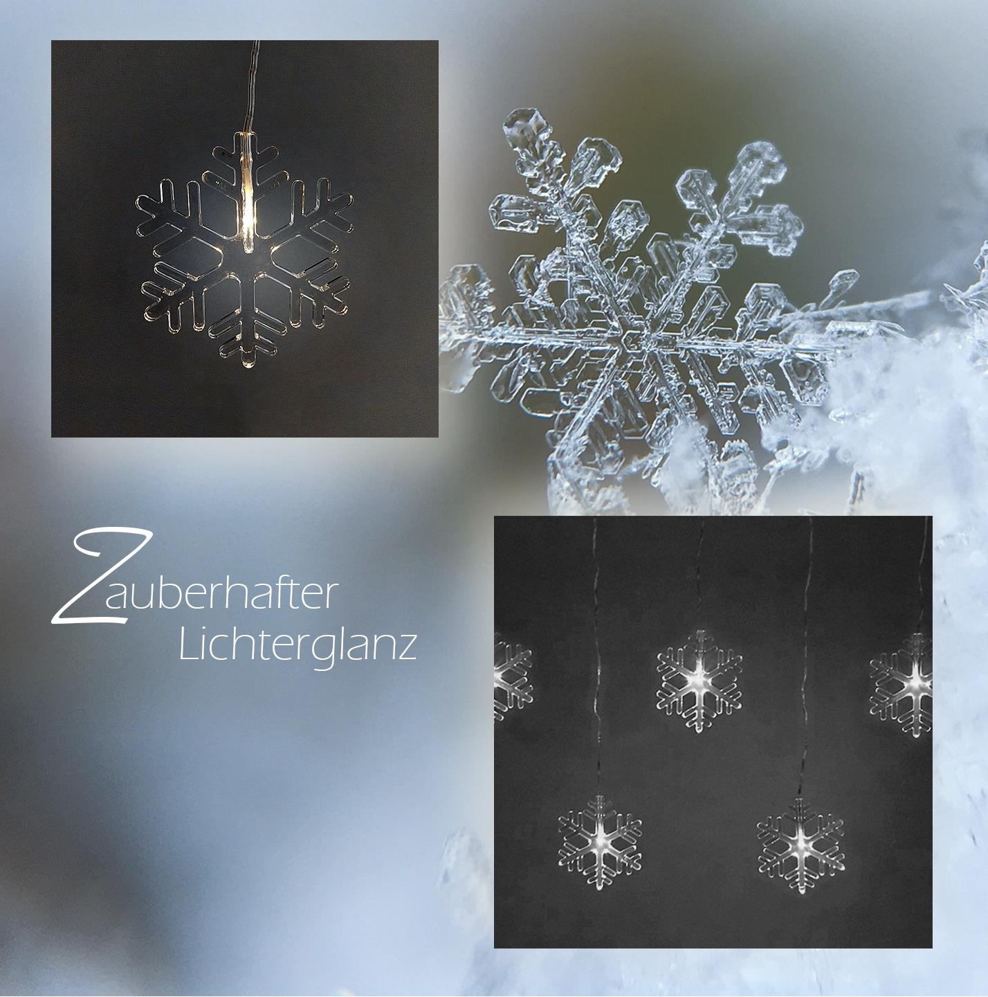 LED Lichterkette Schneeflocke 8-flammig Dekobeleuchtung