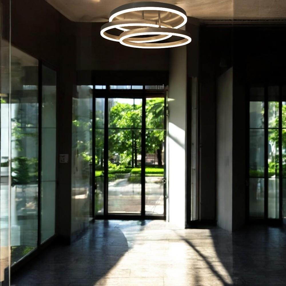 Moderne LED Dekenleuchte Alwa silber D50cm