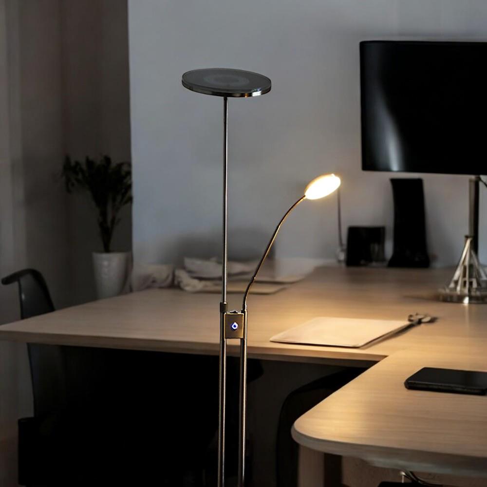LED-Stehleuchte Livio Deckenfluter mit Lesearm und Dimmfunktion