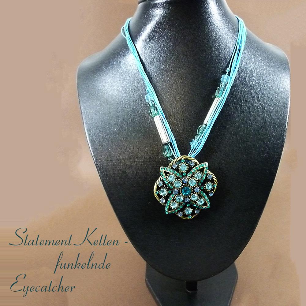 Kette-Collier Stern türkis Halskette Modeschmuck