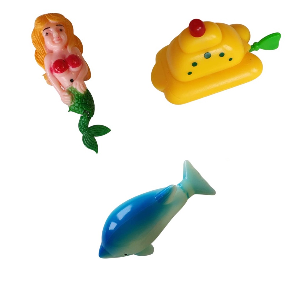 Wassersäulenzubehör Mix Set 3-teilig U-Boot-Delphin-Nixe Scherzartikel