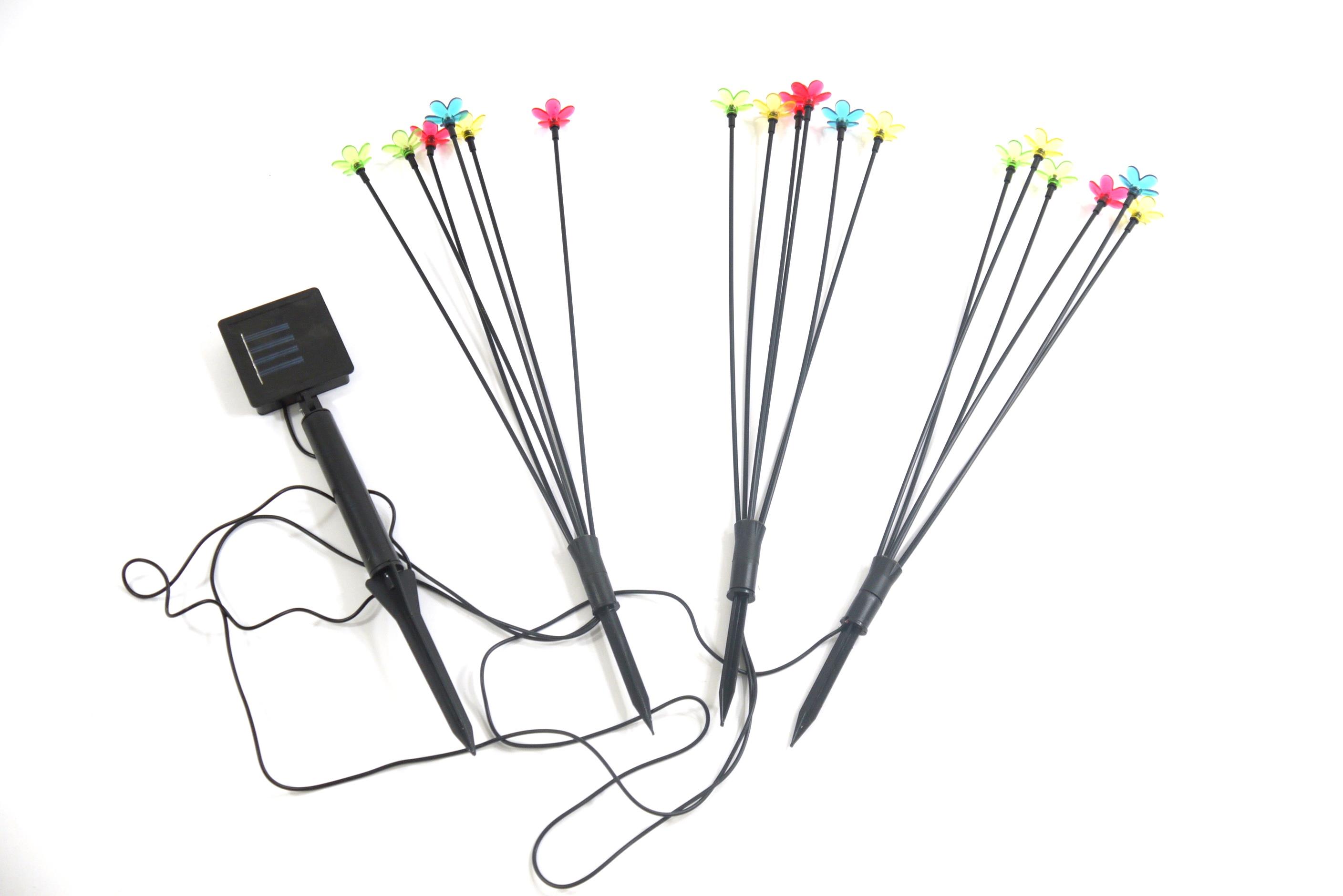 LED Solar Stick Flower  "bunt" 18 flammig