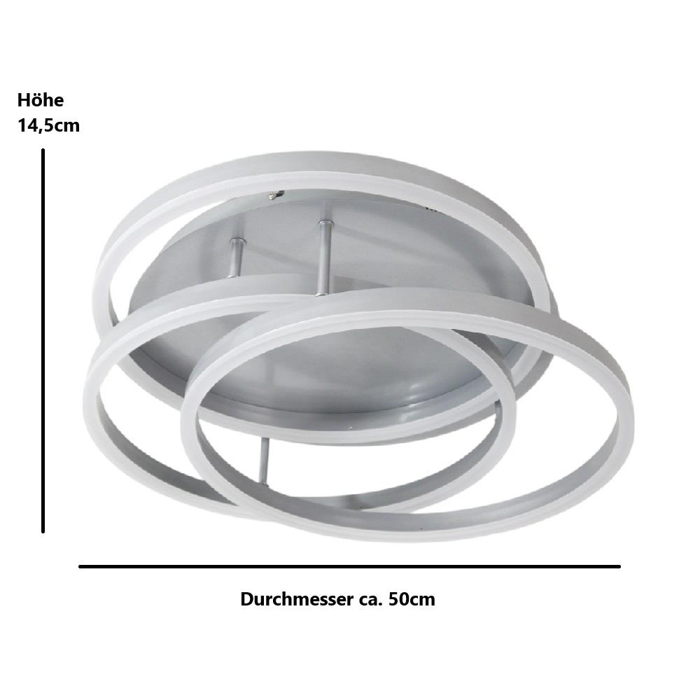 Moderne LED Dekenleuchte Alwa silber D50cm