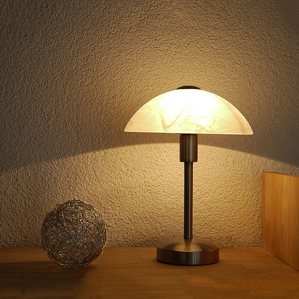 Glas-Tischleuchte MISCHA Wohnzimmer- Nachttisch- oder Fensterbank-Lampe