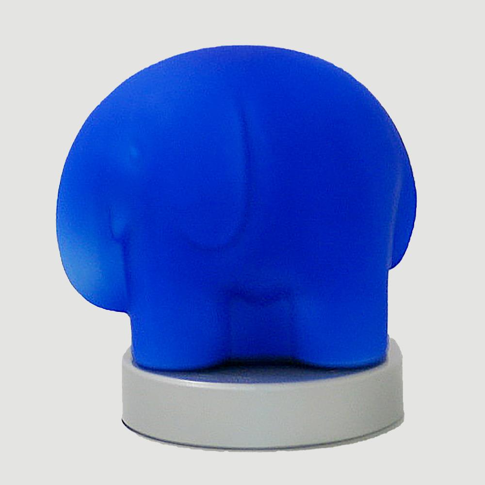 Hochwertige mundgeblasene Vollglas Tischleuchte ELEFANT blau
