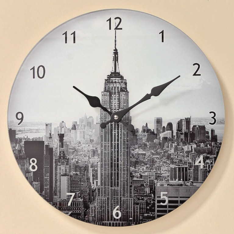 Wand Uhr Mason Glas klar grau D34cm