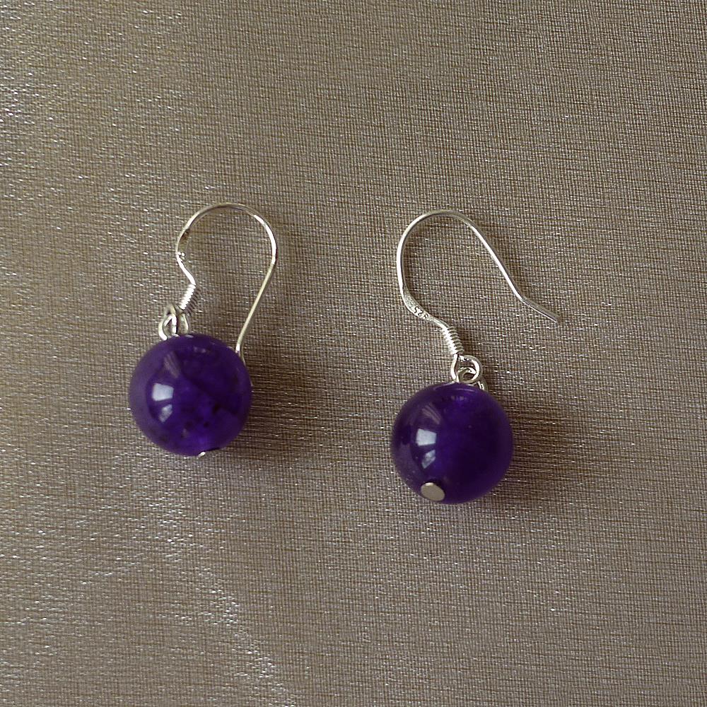 Wunderschöne modische Ohrhänger mit Kugeln aus Amethyst-Edelsteinen Ohrschmuck