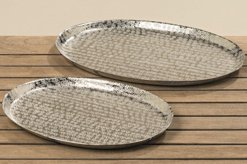 2x elegante Dekorations-Tablett-Platten DETROIT Aluminium