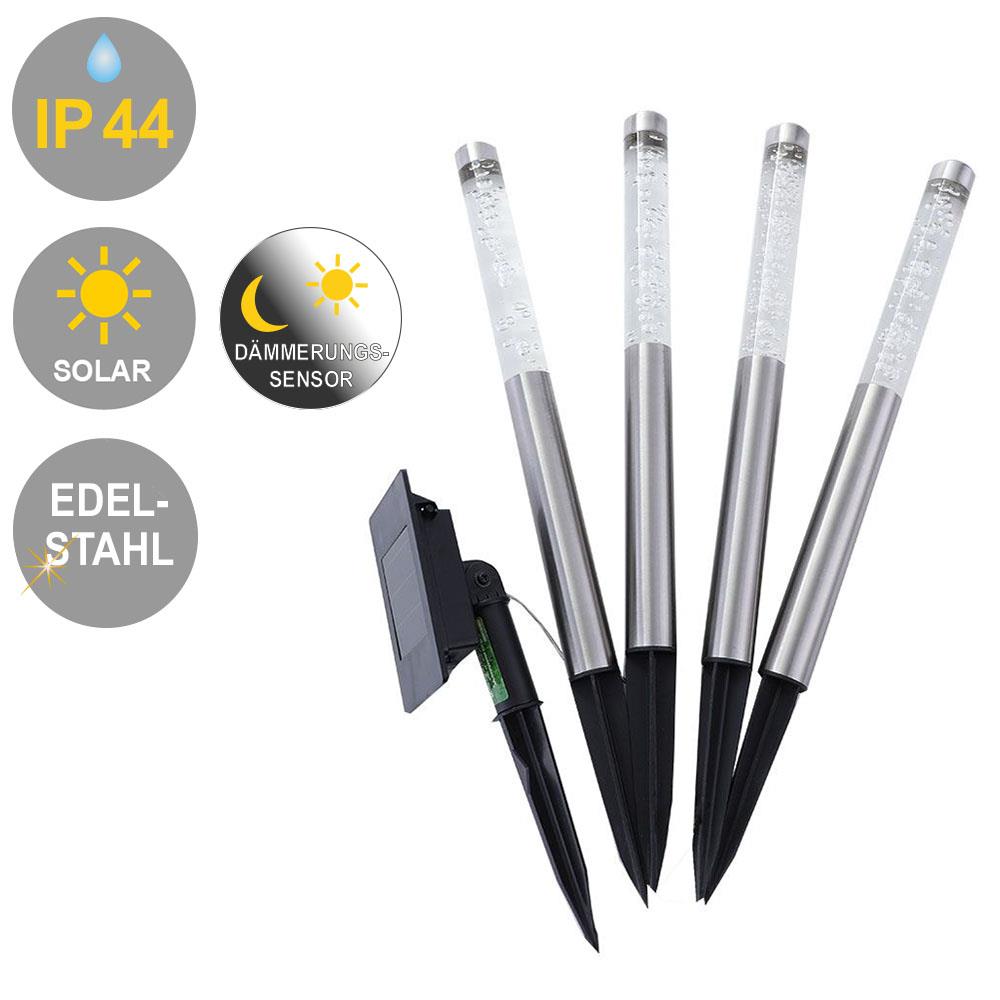 LED-Solarleuchte Bubble 4er Set weiss Garten-Deko-Wege-Leuchte