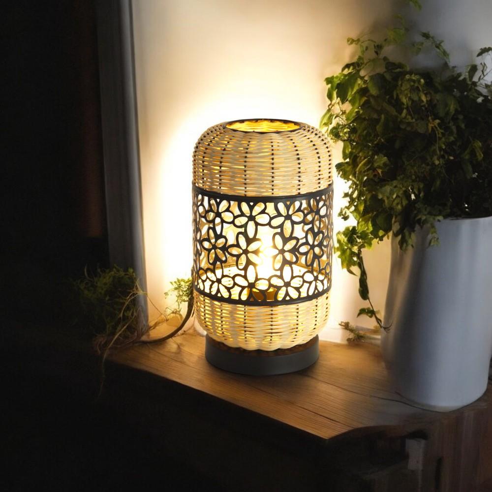Tischleuchte Elio Metall/Rattan Dekoleuchte