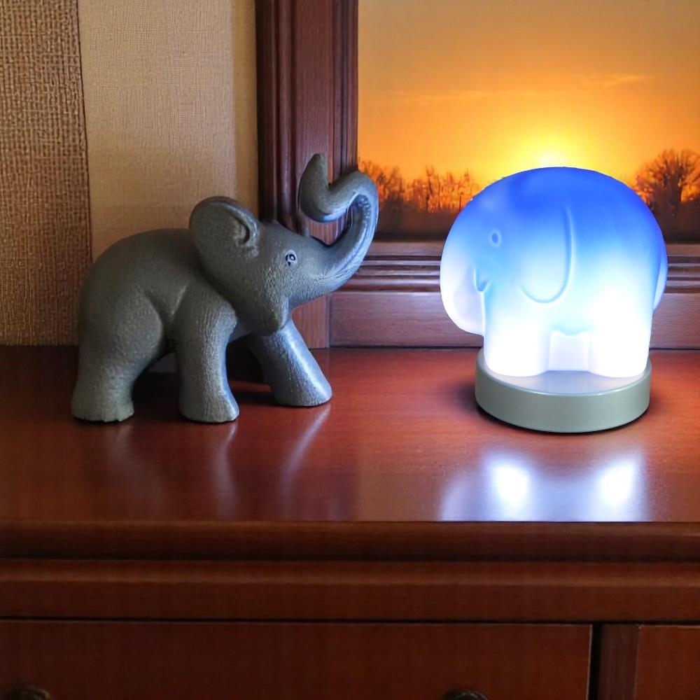 Mundgeblasene Vollglas Tischleuchte ELEFANT Farbe blau