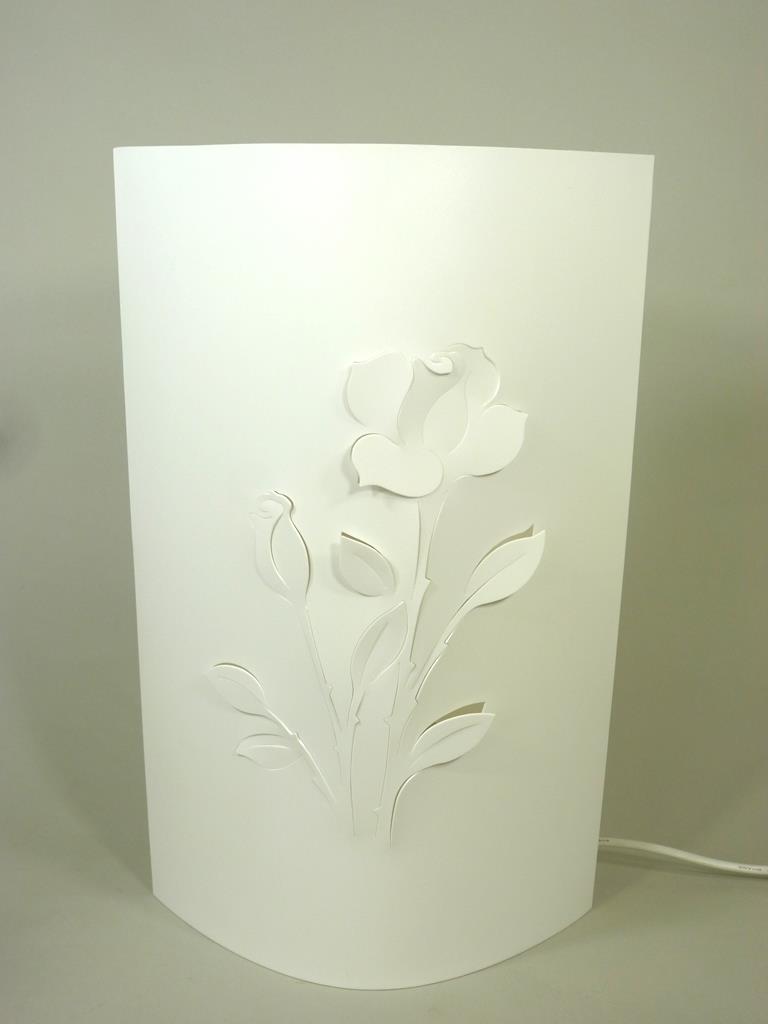 Wunderschöne Tischleuchte mit Blumenmotiv Rose Tischlampe Dekoleuchte