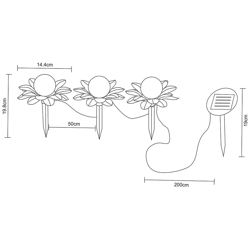 LED-Solar-Deko-Leuchte FLORA mit Spieß als 3er Set