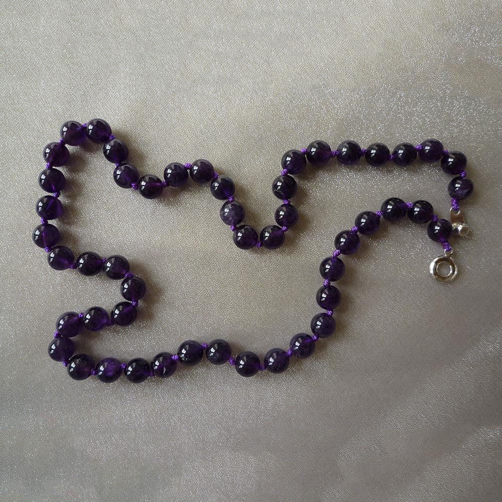 Halskette aus Amethyst Edelstein-Kugelkette 10mm