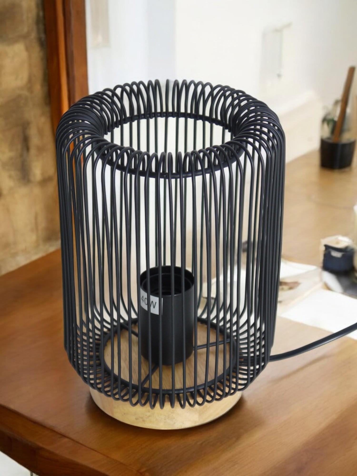 Tischleuchte Jana schwarz Metall/Holz