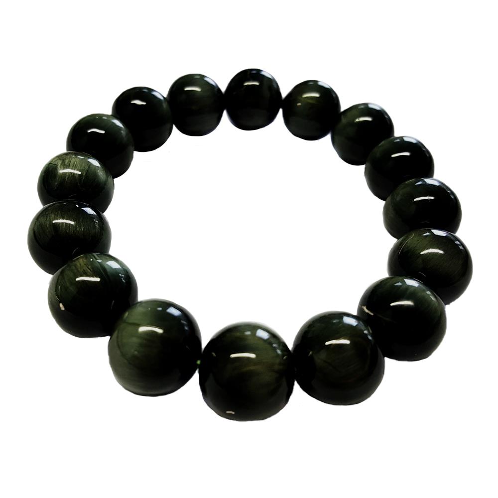 Armband aus Tigerauge grün Kugelarmband Naturstein Armreif