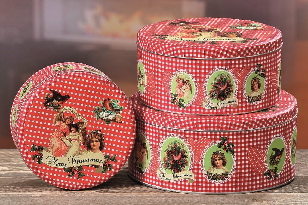 Weihnachtliche Gebäckdosen Marry Christmas 3er Set Vorratsdose aus Metall 