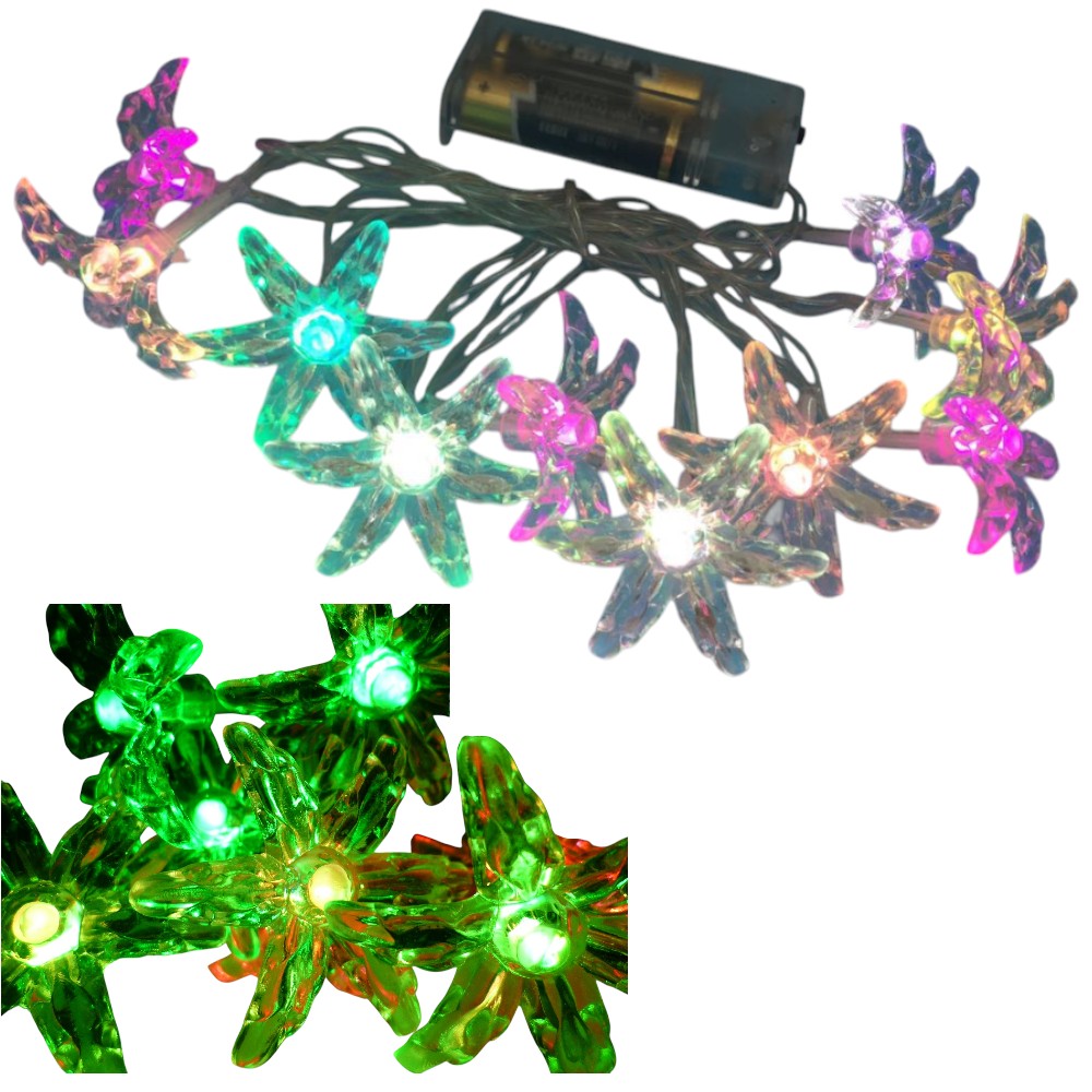 LED Lichterkette BLUME 10 flammig Dekoleuchte batteriebetrieben
