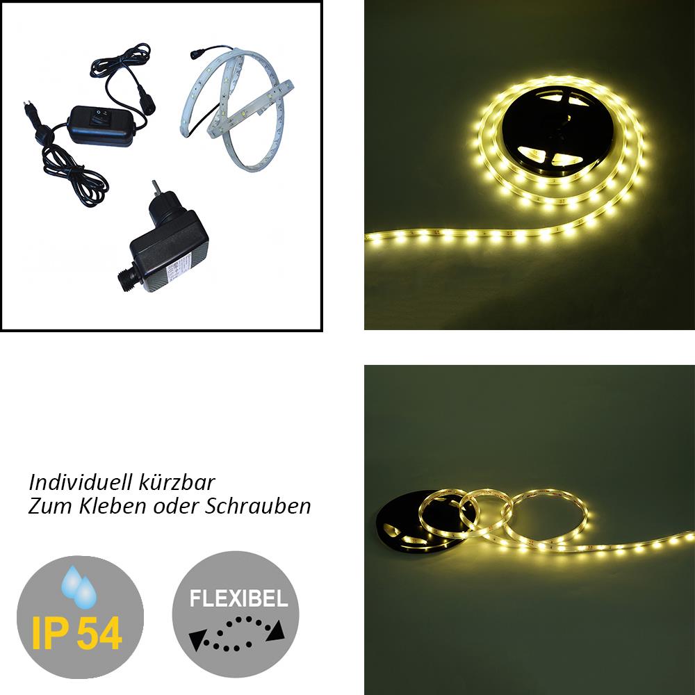 LED Strip Lichtband 2m warmweiß für Innen und Außen