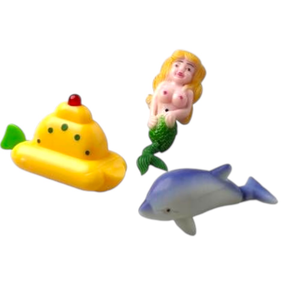 Wassersäulenzubehör Mix Set 3-teilig U-Boot-Delphin-Nixe Scherzartikel