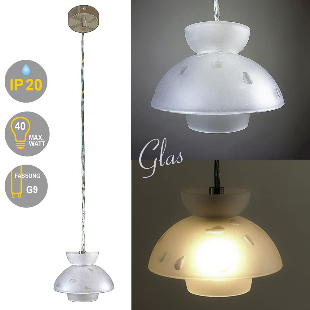 Halogen Pendel-Glas-Leuchte DROPS 1-flammig Thekenlampe Bar-Leuchte