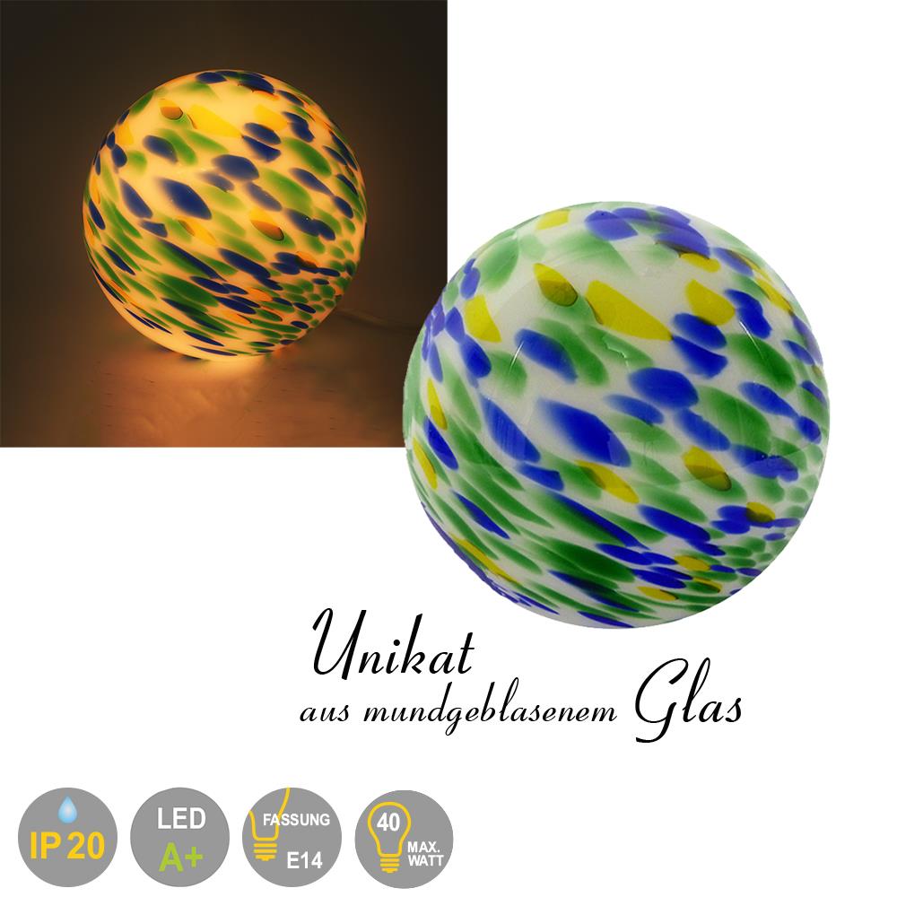 Tisch-Kugel-Leuchte Venus Unikat - mundgeblasenes Glas 
