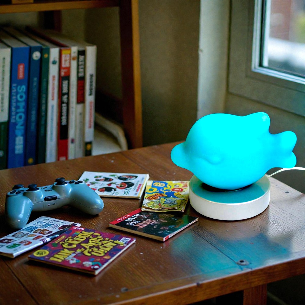  Vollglas-Tisch-Leuchte FABIUS FISCH türkis Dekolampe