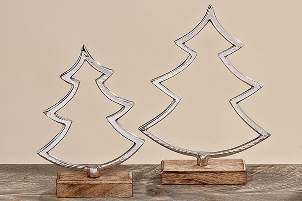 Aufsteller Baum Ian 29cm Holz/Metall silber