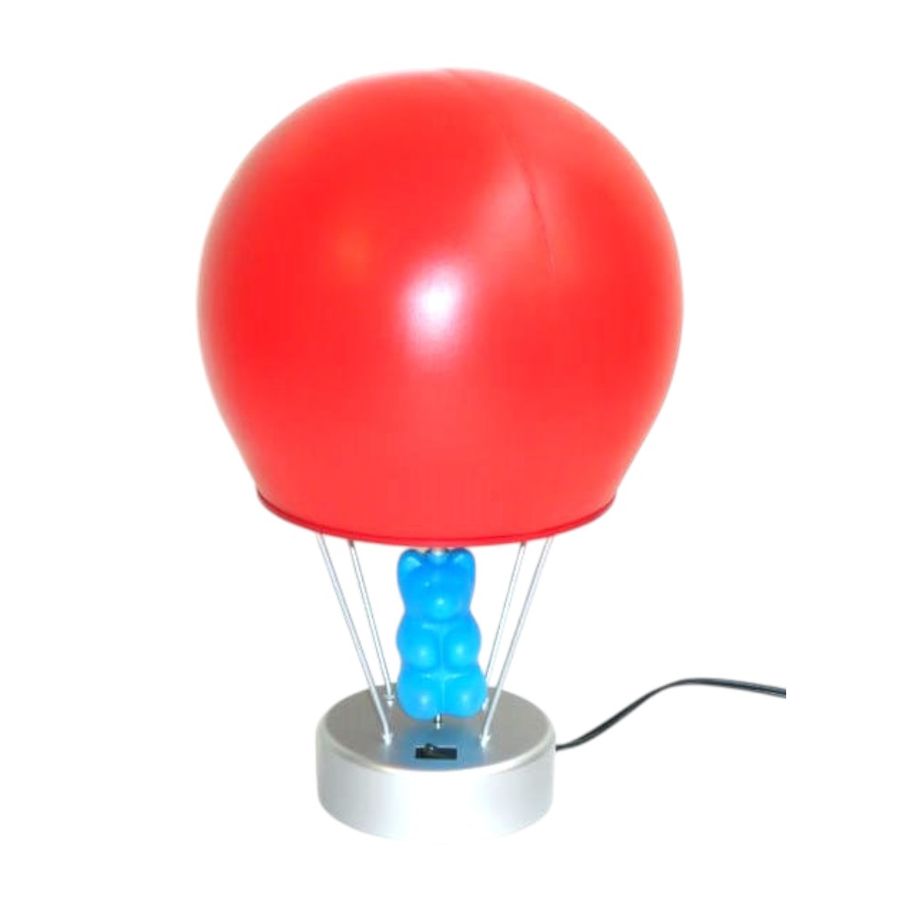 Tischleuchte Empur rot Heißluftballon und drehender Bär 