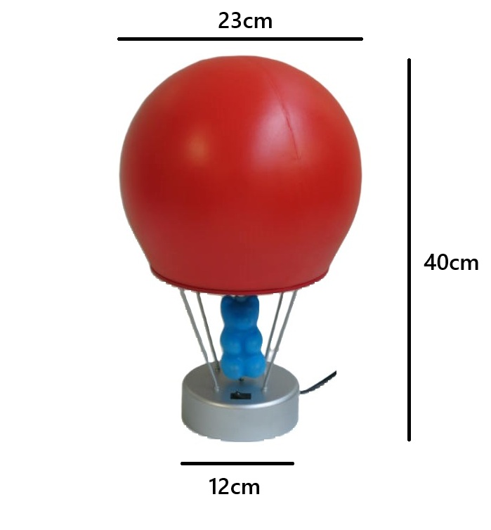 Tischleuchte Empur rot Heißluftballon und drehender Bär 
